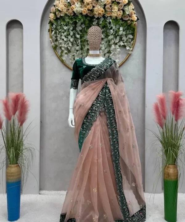 Blush Organza Silk Saree