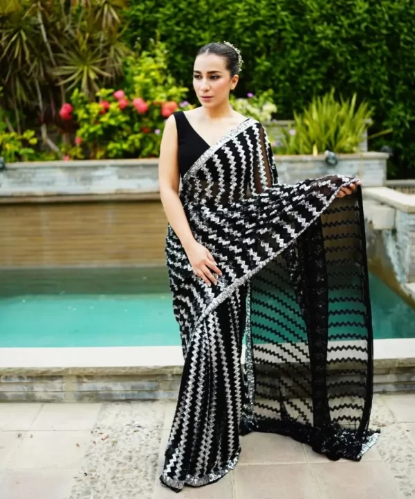 Black Color Sequence Saree